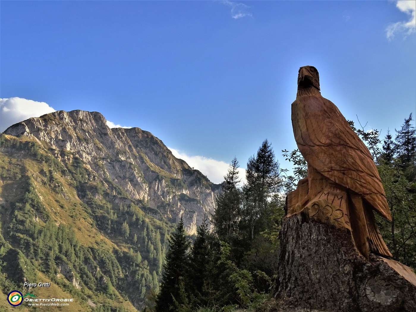 07 Splendida aquila scolpita in tronco di abete all'inizio del sent. 215.JPG